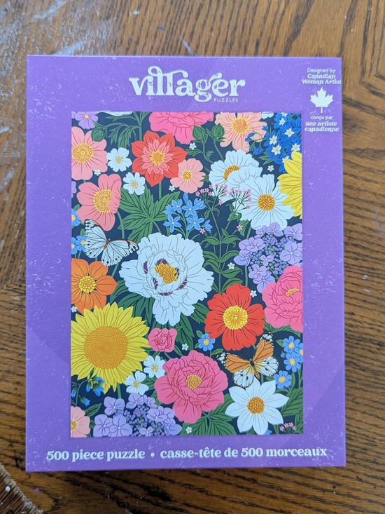 Villager Puzzles Other - Villager Floral 500-Piece Puzzle — Purple Border, Multicolor Floral Art